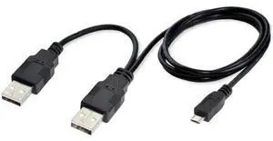 USB 2.0 Two Male to Micro USB 5Pin Male Y Cable 80cm for external Hard Disk Drive USB 2.0 Two Male to Micro USB 5Pin Male Y Cable 80cm for external Hard Disk Drive