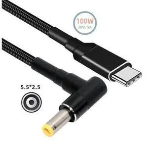 100W Type C USB-C Input to 20V DC 5.5*2.5mm Output Power 20V 5A 65W PD Charge Cable for Laptop 100W Type C USB-C Input to 20V DC 5.5*2.5mm Output Power 20V 5A 65W PD Charge Cable for Laptop