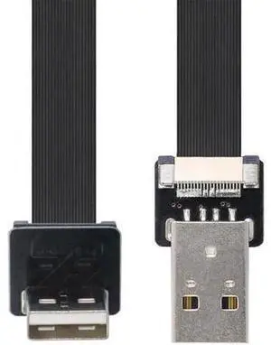 Down Angled USB 2.0 Type-A Male to Type-A Male Data Flat Slim FPC Cable 90 Degree for FPV and Disk and Scanner and Printer 6.6"feet Down Angled USB 2.0 Type-A Male to Type-A Male Data Flat Slim FPC Cable 90 Degree for FPV and Disk and Scanner and Printer 6.6"feet