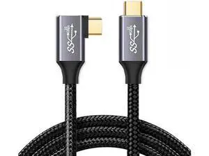 90 Degree Right Angled Type-C USB-C Male to Male USB3.1 10Gbps 100W Data Cable for Laptop and Phone 3.3 feet 90 Degree Right Angled Type-C USB-C Male to Male USB3.1 10Gbps 100W Data Cable for Laptop and Phone 3.3 feet