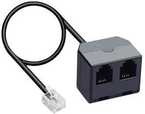 RJ11 1 to 2 Phone Line Splitter 6P4C Plugs Four Core Adapter with 4.8inch Cable for Telephone Fax Machine (2) RJ11 1 to 2 Phone Line Splitter 6P4C Plugs Four Core Adapter with 4.8inch Cable for Telephone Fax Machine (2)