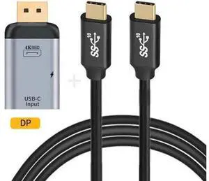 UC-054-DPF+UC-134-2.0M 100W 10Gbps CableUSB-C Type C Female Source to Displayport DP Sink HDTVPD Power Adapter 4K 60hz 1080p for PhoneLaptop UC-054-DPF+UC-134-2.0M 100W 10Gbps CableUSB-C Type C Female Source to Displayport DP Sink HDTVPD Power Adapter 4K 60hz 1080p for PhoneLaptop