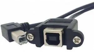 90 Degree Left Angled USB B Type Male to Female extension cable with screws for Panel Mount 50cm 90 Degree Left Angled USB B Type Male to Female extension cable with screws for Panel Mount 50cm