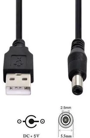 USB 2.0 A Type Male to 5.5 x 2.5mm DC 5V Power Plug Barrel Connector Charge Cable 100cm USB 2.0 A Type Male to 5.5 x 2.5mm DC 5V Power Plug Barrel Connector Charge Cable 100cm