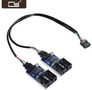 9pin USB 2.0 Header 1 to 2 / 4 Female Extension Cable HUB Connector Adapter Port Multilier U2-004 9pin USB 2.0 Header 1 to 2 / 4 Female Extension Cable HUB Connector Adapter Port Multilier U2-004