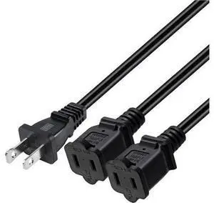 2ft(0.64m) 1-15P to Dual 1-15R Power Extension Cord Splitter US AC 2-Prong Polarized Power Cable 1 to 3 Outlet Adapter ETL Listed (180 Degree Angle) 2ft(0.64m) 1-15P to Dual 1-15R Power Extension Cord Splitter US AC 2-Prong Polarized Power Cable 1 to 3 Outlet Adapter ETL Listed (180 Degree Angle)