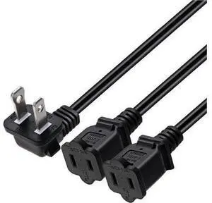 2ft(0.64m) 1-15P to Dual 1-15R Power Extension Cord Splitter US AC 2-Prong Polarized Power Cable 1 to 3 Outlet Adapter ETL Listed (90 Degree Angle) 2ft(0.64m) 1-15P to Dual 1-15R Power Extension Cord Splitter US AC 2-Prong Polarized Power Cable 1 to 3 Outlet Adapter ETL Listed (90 Degree Angle)