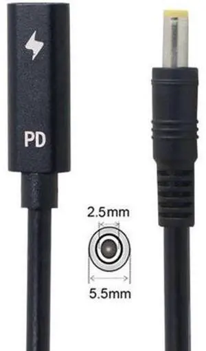 Type C USB-C Female Input to 5.5*2.5mm Cable UC-109-5525MM Type C USB-C Female Input to 5.5*2.5mm Cable UC-109-5525MM