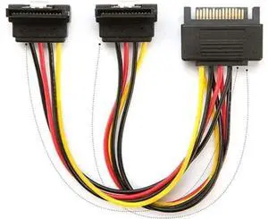 15Pin Male to 2 Female 90 degree SATA Power Cable Adapter 20CM for PC Computer 15Pin Male to 2 Female 90 degree SATA Power Cable Adapter 20CM for PC Computer