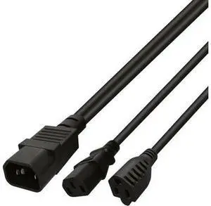 1FT C14 Male PDU Style Computer Power Extension Cable Y Splitter Power Plug Cord (C14 to C13+5-15R) 1FT C14 Male PDU Style Computer Power Extension Cable Y Splitter Power Plug Cord (C14 to C13+5-15R)