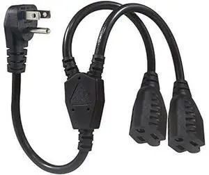 Power Cord Extension Y Splitter - 1 to 2 Way Outlet Adapter NEMA 5-15P 90-Degree Flat Plug to 2 X NEMA 5-15R with SJT 16AWG 3-Prong Cable Wire Extender Space Saver for Kitchen Home Office Power Cord Extension Y Splitter - 1 to 2 Way Outlet Adapter NEMA 5-15P 90-Degree Flat Plug to 2 X NEMA 5-15R with SJT 16AWG 3-Prong Cable Wire Extender Space Saver for Kitchen Home Office