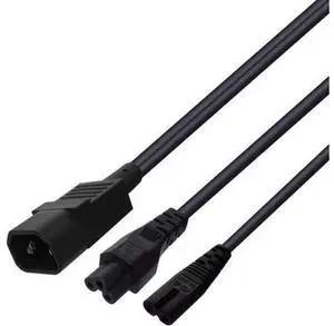 1FT C14 Male PDU Style Computer Power Extension Cable Y Splitter Power Plug Cord (C14 to C5+C7) 1FT C14 Male PDU Style Computer Power Extension Cable Y Splitter Power Plug Cord (C14 to C5+C7)