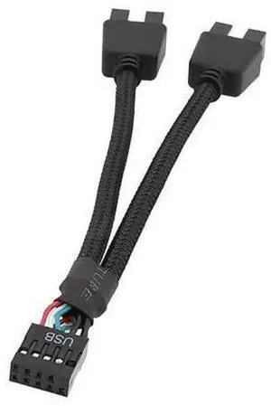 9 Pin USB Header Female 1 to 2 Male Plastic + Metal Material Extension Splitter Cable 9P Connector Adapter 9 Pin USB Header Female 1 to 2 Male Plastic + Metal Material Extension Splitter Cable 9P Connector Adapter