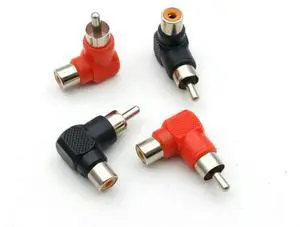 OIAGLH 4pcs RCA right angle connector plug adapters male to female 90 degree elbow OIAGLH 4pcs RCA right angle connector plug adapters male to female 90 degree elbow