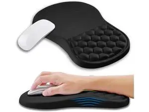 Ergonomic Mouse Pad Wrist Support with Memory Foam Massage Bulge Carpal Tunnel Pain Relief Mousepad Wrist Rest for Mouse(12x8 inch Black) Ergonomic Mouse Pad Wrist Support with Memory Foam Massage Bulge Carpal Tunnel Pain Relief Mousepad Wrist Rest for Mouse(12x8 inch Black)