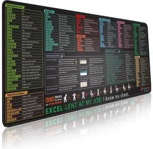 Excel Shortcut Keys Mouse Pad - Extended Large XL Cheat Sheet Gaming Mousepad | PC Office Spreadsheet Keyboard Mat | Non-Slip Stitched Edge Excel Shortcut Keys Mouse Pad - Extended Large XL Cheat Sheet Gaming Mousepad | PC Office Spreadsheet Keyboard Mat | Non-Slip Stitched Edge