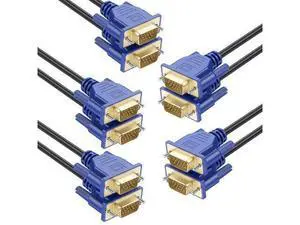 VGA Cable 6FT 5-Pack VGA to VGA Monitor Cable Cord 1080P@60Hz HD15 (SVGA) for Computer Monitor Laptop Projector TV VGA Cable 6FT 5-Pack VGA to VGA Monitor Cable Cord 1080P@60Hz HD15 (SVGA) for Computer Monitor Laptop Projector TV