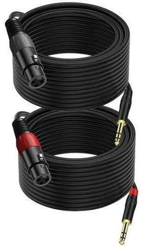 XLR Female to 1/4 Inch (6.35mm) Stereo Balanced Microphone Audio Converter Adapter Cable - 2Pack (6.35mm to XLR - 25ft) XLR Female to 1/4 Inch (6.35mm) Stereo Balanced Microphone Audio Converter Adapter Cable - 2Pack (6.35mm to XLR - 25ft)