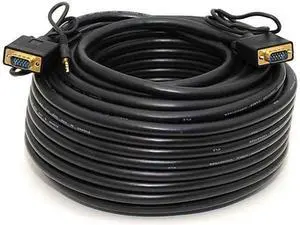 Super VGA Cable - 100 Feet - Black | VGA/SVGA Male to Male Monitor Cable w/Stereo Audio and Triple Shielding 22AWG Conductor Super VGA Cable - 100 Feet - Black | VGA/SVGA Male to Male Monitor Cable w/Stereo Audio and Triple Shielding 22AWG Conductor