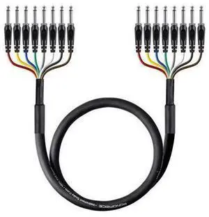 8-Channel 1/4-Inch TS Male to 1/4-Inch TS Male Snake Cable - 6 Feet 26AWG 8 Balanced Mono and Unbalanced Stereo Lines 8-Channel 1/4-Inch TS Male to 1/4-Inch TS Male Snake Cable - 6 Feet 26AWG 8 Balanced Mono and Unbalanced Stereo Lines