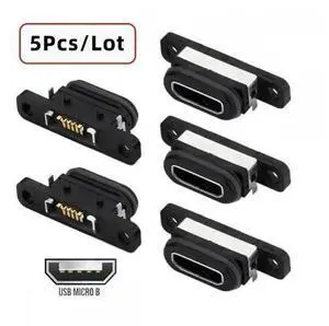 5pcs/set DIY OEM USB2.0 Micro-B Female Receptacle Socket Connector with Mounting Waterproof SMT Type 480Mbps 5pcs/set DIY OEM USB2.0 Micro-B Female Receptacle Socket Connector with Mounting Waterproof SMT Type 480Mbps