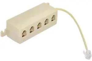 5 Way Outlet 6P4C RJ11 RJ12 Telephone Phone Modular Jack Line Splitter Adapter Beige 1-in-5-out 5 Way Outlet 6P4C RJ11 RJ12 Telephone Phone Modular Jack Line Splitter Adapter Beige 1-in-5-out
