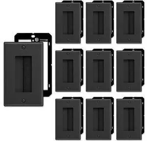10 Pack Brush Wall Plate with Low Voltage Mounting Bracket Cable Pass Through Insert for Wires Single Gang Cable Access Strap Wall Socket for HDTV Home Theater Systems - Black 10 Pack Brush Wall Plate with Low Voltage Mounting Bracket Cable Pass Through Insert for Wires Single Gang Cable Access Strap Wall Socket for HDTV Home Theater Systems - Black