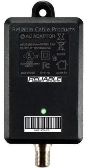 Reliable Cable Power Supply High Efficiency OEM Replacement Wall Mount Coax Adapter for CATV Drop Amplifiers 12V 500mA (0.5A) with F-Type Connection DoE Level VI Rated Reliable Cable Power Supply High Efficiency OEM Replacement Wall Mount Coax Adapter for CATV Drop Amplifiers 12V 500mA (0.5A) with F-Type Connection DoE Level VI Rated