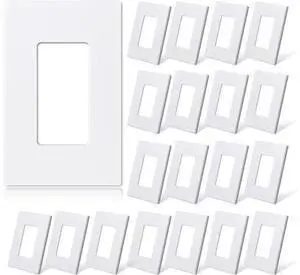 1-Gang Screwless Decorative Wall Plates Mid-Size Unbreakable Thermoplastic Faceplate Cover for Decorator Receptacle Outlet Switch UL Listed (20 Pack Matte White) 1-Gang Screwless Decorative Wall Plates Mid-Size Unbreakable Thermoplastic Faceplate Cover for Decorator Receptacle Outlet Switch UL Listed (20 Pack Matte White)