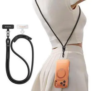 Phone Lanyard Crossbody with 2 Phone Tabs Adjustable Anti Theft Phone Strap for All Phones Premium Metal Buckles Skin-Friendly Universal Cell Phone Neck lanyard for Travel Essentials Black Phone Lanyard Crossbody with 2 Phone Tabs Adjustable Anti Theft Phone Strap for All Phones Premium Metal Buckles Skin-Friendly Universal Cell Phone Neck lanyard for Travel Essentials Black