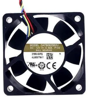 DC12V 0.60A DATB0625B2U 6025 6cm 4 Wire Chassis Server Cooling Fan DC12V 0.60A DATB0625B2U 6025 6cm 4 Wire Chassis Server Cooling Fan