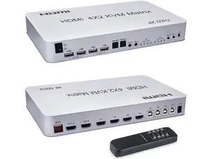 4 Port USB HDMI KVM Matrix 4x2 Dual Monitor 4K @60Hz HDR Switch Splitter 4 in 2 Out HDMI 2.0 Switcher for USB 2.0 Keyboard Mouse PC with Dual Independent Audio, Support Auto Scale, Audio Extractor 4 Port USB HDMI KVM Matrix 4x2 Dual Monitor 4K @60Hz HDR Switch Splitter 4 in 2 Out HDMI 2.0 Switcher for USB 2.0 Keyboard Mouse PC with Dual Independent Audio, Support Auto Scale, Audio Extractor