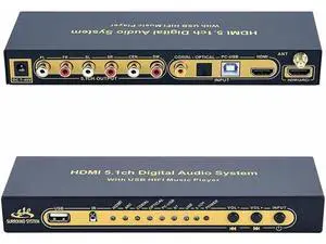 HD-MI 5.1CH Decoder Separator Extractor Compatible with DTS AC3, HDMI 2.0b 4K 60Hz HDCP 2.3 HDR 3D, Digital Analog Audio Video Surround Sound System 192Khz/24Bit for Movies Games Music HD-MI 5.1CH Decoder Separator Extractor Compatible with DTS AC3, HDMI 2.0b 4K 60Hz HDCP 2.3 HDR 3D, Digital Analog Audio Video Surround Sound System 192Khz/24Bit for Movies Games Music