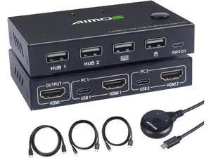 KVM Switch, 2 In 1 Out Switch Share Monitor Mouse Keyboard HDMI Switcher 4K to 30Hz for Laptop, PC, PS4, Xbox, KVM Switch, 2 In 1 Out Switch Share Monitor Mouse Keyboard HDMI Switcher 4K to 30Hz for Laptop, PC, PS4, Xbox,