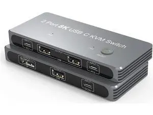 USB C KVM Switch, 8K KVM Switches 2 Ports USB Type-C for 2 Computers Share One 8K HD Monitor, Switch Selector with 3 USB Supported Wireless Devices Keyboard Mouse Printer Scanner USB C KVM Switch, 8K KVM Switches 2 Ports USB Type-C for 2 Computers Share One 8K HD Monitor, Switch Selector with 3 USB Supported Wireless Devices Keyboard Mouse Printer Scanner