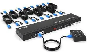 MT-VIKI 8 Ports KVM Switch HDMI, 4K @30Hz Rack Mount HDMI KVM Switch 8 in 1 Out w/KVM Cables & IR & Desktop Control & 4 USB 2.0 Hub MT-VIKI 8 Ports KVM Switch HDMI, 4K @30Hz Rack Mount HDMI KVM Switch 8 in 1 Out w/KVM Cables & IR & Desktop Control & 4 USB 2.0 Hub
