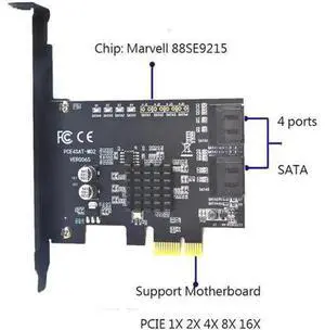 Marvell 88SE9215 chip SATA III 4 ports PCI-Express controller card support PCI Express x1 x2 x4 x8 x16 motherboard for HDD SSD Marvell 88SE9215 chip SATA III 4 ports PCI-Express controller card support PCI Express x1 x2 x4 x8 x16 motherboard for HDD SSD