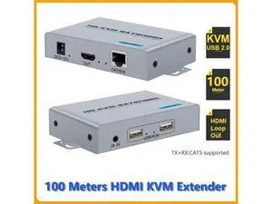 KVM USB Extender 1080P Over Cat5e/6 Ethernet Cable 100m (330ft) for Mouse and Keyboard Control Remote Signals KVM USB Extender 1080P Over Cat5e/6 Ethernet Cable 100m (330ft) for Mouse and Keyboard Control Remote Signals