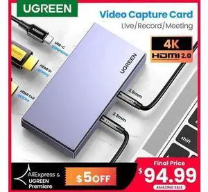 Video Capture Card 4K HDMI to USB/USB-C HDMI Video Grabber Box for PS4 Switch Xbox Camera DVD Live Stream Record Video Capture Card 4K HDMI to USB/USB-C HDMI Video Grabber Box for PS4 Switch Xbox Camera DVD Live Stream Record