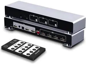 4x2 4K HDMI Matrix Switch, 4 in 2 Out HDMI Switcher Splitter Box with 7.1CH HDMI Audio + Optical 5.1CH + 3.5mm Stereo Audio Output Support 4K @60Hz, EDID, IR Remote, HDMI 2.0, HDCP 2.2 4x2 4K HDMI Matrix Switch, 4 in 2 Out HDMI Switcher Splitter Box with 7.1CH HDMI Audio + Optical 5.1CH + 3.5mm Stereo Audio Output Support 4K @60Hz, EDID, IR Remote, HDMI 2.0, HDCP 2.2