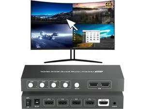Switch Multiviewer 4x1,4K@30Hz HDMI Multiviewer Switch, HDMI Quad Multiviewer Seamless Switch 4 in 1 Out, HDMI KVM Switch with 2 USB and Audio Ports,Support Mouse Sliding Switch Control Switch Multiviewer 4x1,4K@30Hz HDMI Multiviewer Switch, HDMI Quad Multiviewer Seamless Switch 4 in 1 Out, HDMI KVM Switch with 2 USB and Audio Ports,Support Mouse Sliding Switch Control