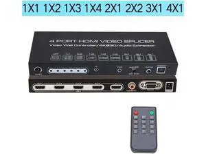 Video Wall Controller Splicer, 4K @30Hz 4 Port HDMI Multimedia Interface Switcher, IR RS232 2X2 TV 4K 1x2 1x3 1x4 Processor SPDIF 3.5mm Out Audio HDMI Video Splicer Splitter Switch Video Wall Controller Splicer, 4K @30Hz 4 Port HDMI Multimedia Interface Switcher, IR RS232 2X2 TV 4K 1x2 1x3 1x4 Processor SPDIF 3.5mm Out Audio HDMI Video Splicer Splitter Switch