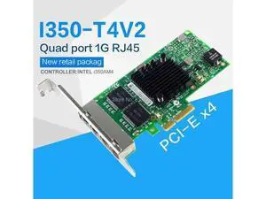I350-T4V2 4-Port Gigabit Ethernet PCI-Express X4 I350AM4 Server Adapter Network Card I350-T4V2 4-Port Gigabit Ethernet PCI-Express X4 I350AM4 Server Adapter Network Card