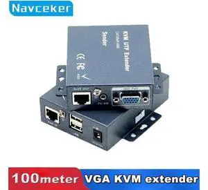 Quality 330ft VGA + Stereo Audio + USB Signal KVM Extender Over Cat5 Cat5e Cat6 RJ45 Cable No Delay Loss VGA Transmitter Quality 330ft VGA + Stereo Audio + USB Signal KVM Extender Over Cat5 Cat5e Cat6 RJ45 Cable No Delay Loss VGA Transmitter