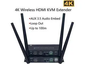 4K HDMI Extender Dual Antenna 100m 330ft Sender HDMI Transmitter Receiver Video KVM USB RS232 IR Control Wireless HDMI Extender 4K HDMI Extender Dual Antenna 100m 330ft Sender HDMI Transmitter Receiver Video KVM USB RS232 IR Control Wireless HDMI Extender