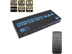4K HDR 4x4 HDMI-compatible Matrix Switch HDCP 2.2 Switcher Splitter 4 In 4 Out Box with EDID Extractor and IR Remote Control 4K HDR 4x4 HDMI-compatible Matrix Switch HDCP 2.2 Switcher Splitter 4 In 4 Out Box with EDID Extractor and IR Remote Control