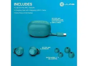 JLab GO Pop Active Noise Cancelling True Wireless Earbuds, Charging Case, Teal JLab GO Pop Active Noise Cancelling True Wireless Earbuds, Charging Case, Teal
