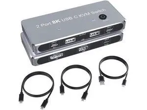 USB C Type-C KVM Switch, 8K USB C KVM Switches 2 Ports USB Type-C for 2 Computers Share One 8K @60Hz HD Monitor, Switch Selector with 3 USB Supported Wireless Devices Keyboard Mouse Printer Scanner USB C Type-C KVM Switch, 8K USB C KVM Switches 2 Ports USB Type-C for 2 Computers Share One 8K @60Hz HD Monitor, Switch Selector with 3 USB Supported Wireless Devices Keyboard Mouse Printer Scanner