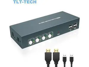 Switch HDMI KVM Switches 4 Port 4K@30Hz USB2.0 4 PC 1 Monitor Switch,Hotkey Switch,With 4 HDMI Cables and 4 USB Cables Switch HDMI KVM Switches 4 Port 4K@30Hz USB2.0 4 PC 1 Monitor Switch,Hotkey Switch,With 4 HDMI Cables and 4 USB Cables