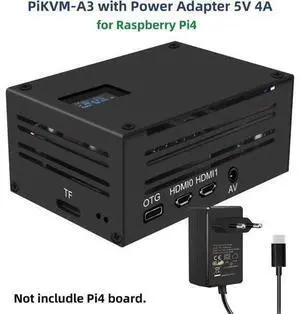 Pi based KVM over IP PiKVM-A3 with Power Adapter USB-C 5V 4A for Raspberry Pi 4B Pi based KVM over IP PiKVM-A3 with Power Adapter USB-C 5V 4A for Raspberry Pi 4B